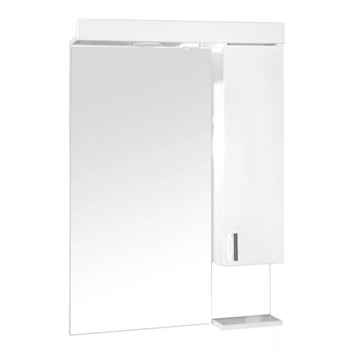 KARINA 65 cm széles jobbos fali fürdőszobai tükrös szekrény integrált LED világítással, MDF polcokkal