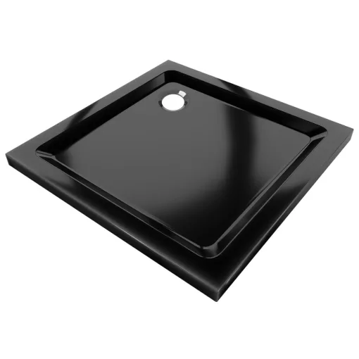 HD Slim Black 80x80/90x90 fekete szögletes lapos akril zuhanytálca, 5 cm magas