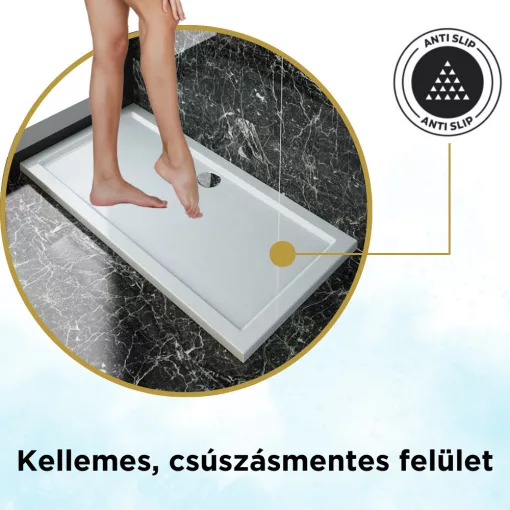 HD Slim 70x100 aszimmetrikus szögletes lapos akril zuhanytálca, 5 cm magas