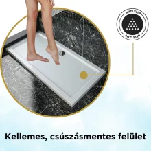 HD Slim aszimmetrikus szögletes lapos akril zuhanytálca, 5 cm magas