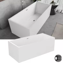 HD Miami White szögletes térben álló akril kád fényes króm túlfolyóval és click-clack leeresztővel, 170x75x58 cm