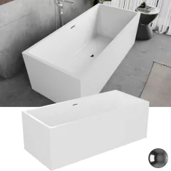   HD Miami White szögletes térben álló akril kád fényes króm túlfolyóval és click-clack leeresztővel, 170x75x58 cm