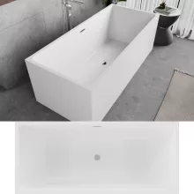HD Miami White szögletes térben álló akril kád fényes króm túlfolyóval és click-clack leeresztővel, 170x75x58 cm