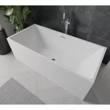 HD Miami White szögletes térben álló akril kád fényes króm túlfolyóval és click-clack leeresztővel, 170x75x58 cm