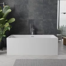 HD Miami White szögletes térben álló akril kád fényes króm túlfolyóval és click-clack leeresztővel, 170x75x58 cm