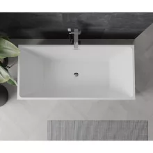 HD Miami White szögletes térben álló akril kád fényes króm túlfolyóval és click-clack leeresztővel, 170x75x58 cm