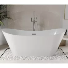 HD Amina ovális térben álló akril kád fényes króm túlfolyóval és click-clack leeresztővel, 170x75x72 cm