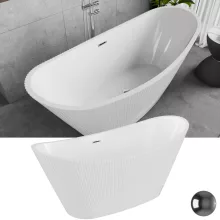 HD Prestige ovális térben álló akril kád fényes króm túlfolyóval és click-clack leeresztővel, 170x75x72 cm