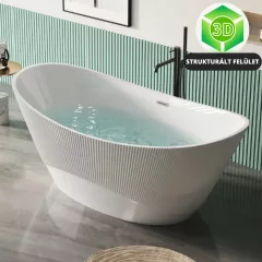   HD Prestige ovális térben álló akril kád fényes króm túlfolyóval és click-clack leeresztővel, 170x75x72 cm