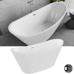   HD Prestige ovális térben álló akril kád fényes króm túlfolyóval és click-clack leeresztővel, 170x75x72 cm