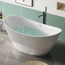 HD Prestige ovális térben álló akril kád fényes króm túlfolyóval és click-clack leeresztővel, 170x75x72 cm