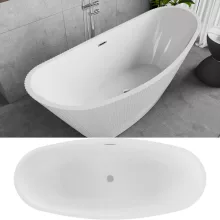HD Prestige ovális térben álló akril kád fényes króm túlfolyóval és click-clack leeresztővel, 170x75x72 cm