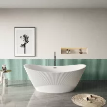 HD Prestige ovális térben álló akril kád fényes króm túlfolyóval és click-clack leeresztővel, 170x75x72 cm