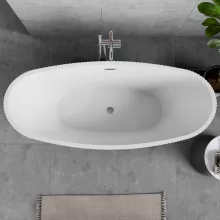 HD Prestige ovális térben álló akril kád fényes króm túlfolyóval és click-clack leeresztővel, 170x75x72 cm