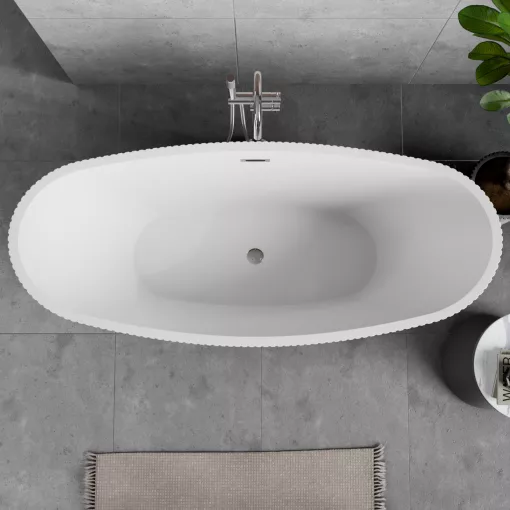 HD Prestige ovális térben álló akril kád fényes króm túlfolyóval és click-clack leeresztővel, 170x75x72 cm