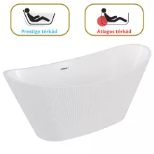 HD Prestige ovális térben álló akril kád fényes króm túlfolyóval és click-clack leeresztővel, 170x75x72 cm