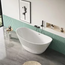 HD Prestige ovális térben álló akril kád fényes króm túlfolyóval és click-clack leeresztővel, 170x75x72 cm