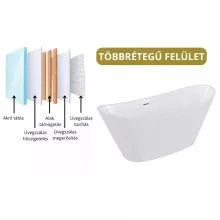 HD Prestige ovális térben álló akril kád fényes króm túlfolyóval és click-clack leeresztővel, 170x75x72 cm