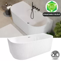   HD Atlanta White félszabadonálló akril kád fényes króm túlfolyóval és click-clack leeresztővel, 170x80x58 cm