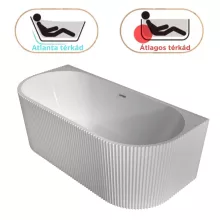 HD Atlanta White félszabadonálló akril kád fényes króm túlfolyóval és click-clack leeresztővel, 170x80x58 cm