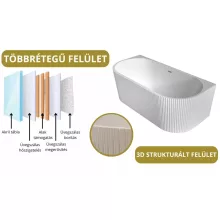 HD Atlanta White félszabadonálló akril kád fényes króm túlfolyóval és click-clack leeresztővel, 170x80x58 cm