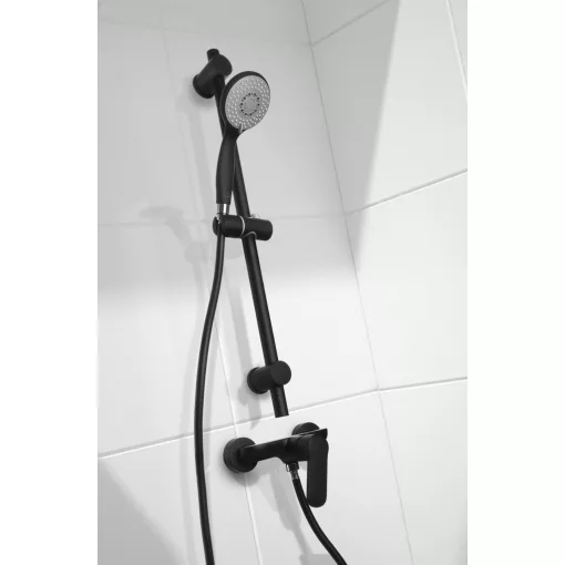 Invena DARK matt fekete csúszórudas zuhanyszett 1 funkciós kézizuhannyal