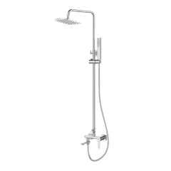   Invena GLAMOUR INVENA TREND 1 funkciós króm komplett zuhanyrendszer, zuhanycsapteleppel és kádtöltő kifolyóval