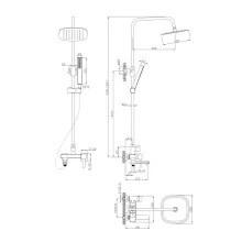 Invena GLAMOUR INVENA TREND 1 funkciós arany komplett zuhanyrendszer, zuhanycsapteleppel és kádtöltő kifolyóval
