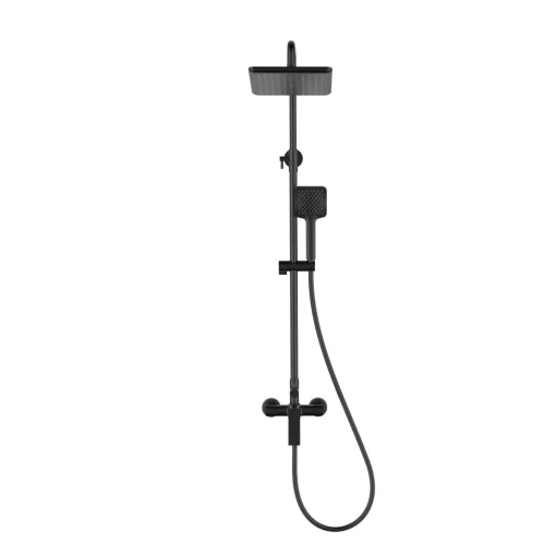 Invena NERI matt fekete komplett zuhanyrendszer zuhanycsapteleppel, fej- és kézizuhannyal