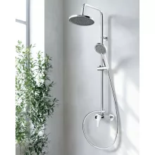 Invena KALMYNOS króm komplett zuhanyrendszer zuhanycsapteleppel, fej- és kézizuhannyal