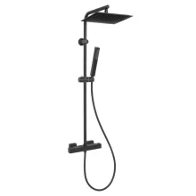 Invena SVART BLACK 1 funkciós fekete komplett zuhanyrendszer, termosztátos zuhanycsapteleppel