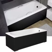Besco ARIA Black 130x70 egyenes akril kád lábbal, matt fekete elő- és  oldallappal