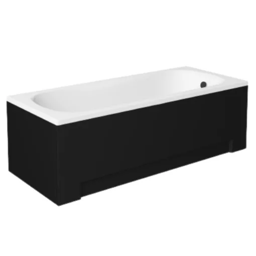 Besco ARIA Black 130x70 egyenes akril kád lábbal, matt fekete elő- és  oldallappal