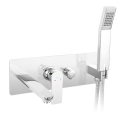   Ferro Algeo Square króm falsík aláépíthető kádtöltő csaptelep kézizuhannyal