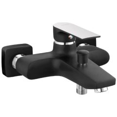   FERRO ALGEO SQUARE fekete-króm kádtöltő csaptelep automata zuhanyváltóval