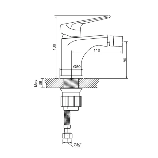 Invena DOKOS álló bidé csaptelep, fehér-króm színben