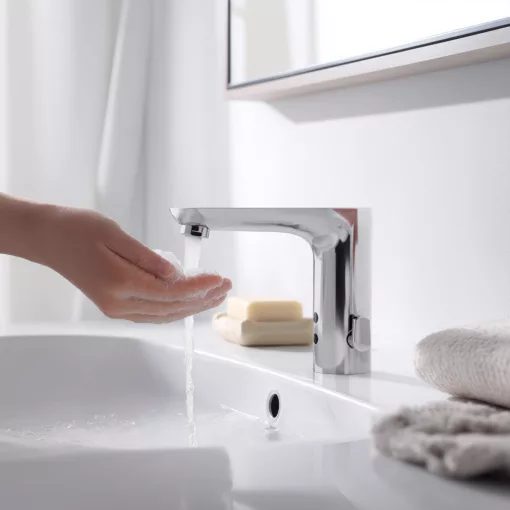 Invena SMART FLOW álló krómozott érintésmentes mosdócsaptelep, hőszabályozással