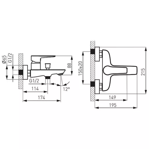 Ferro Adore fehér-króm kádtöltő csaptelep automata zuhanyváltóval