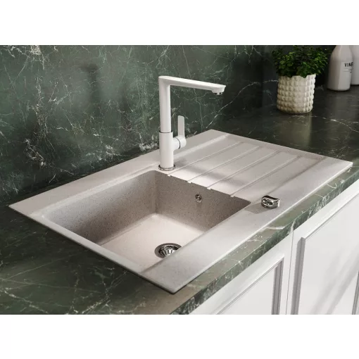 Ferro Adore fehér-króm konyhai mosogató csaptelep elforgatható kifolyócsővel