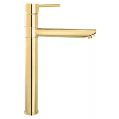   Ferro Fiesta Gold fényes arany magasított mosdó csaptelep elforgatható kifolyócsővel