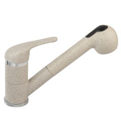   Ferro Freya homokszínű konyhai mosogató csaptelep szögletes kihúzható zuhanyfejjel