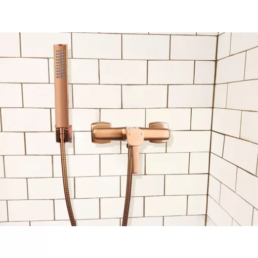 Invena GLAMOUR TREND falra szerelhető réz zuhanycsaptelep, zuhanyszettel