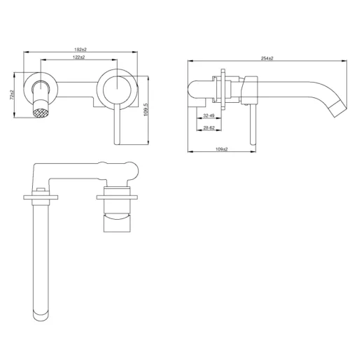 Invena DAFNI fekete falsík alatti mosdócsaptelep