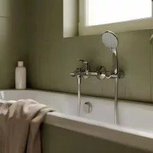 Ferro THEMIS króm fali kádtöltő csaptelep, zuhanyváltóval