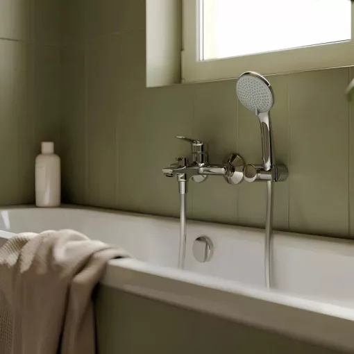 Ferro THEMIS króm fali kádtöltő csaptelep, zuhanyváltóval