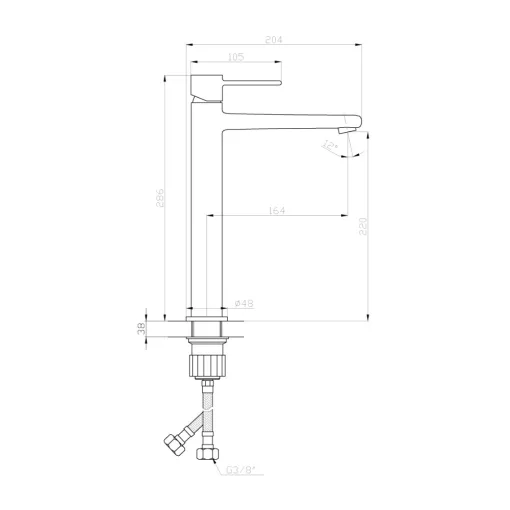 Invena GLAMOUR  magasított álló réz mosdócsaptelep