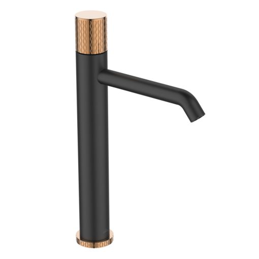 Invena MOONLIGHT magasított álló fekete-rózsa arany mosdócsaptelep