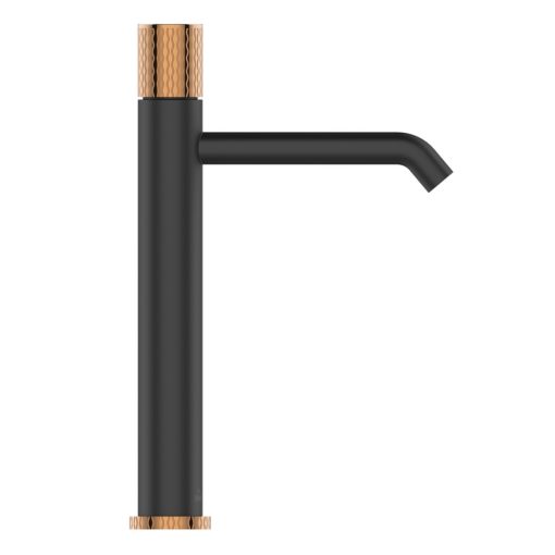 Invena MOONLIGHT magasított álló fekete-rózsa arany mosdócsaptelep