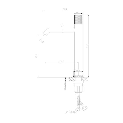 Invena MOONLIGHT magasított álló fekete-rózsa arany mosdócsaptelep