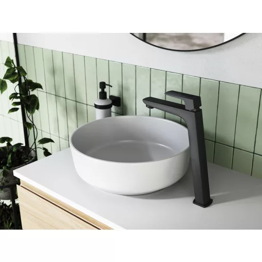 Ferro Vitto Verdeline víztakarékos magasított fekete mosdó csaptelep